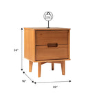 Table de chevet en bois massif du milieu du siècle à 2 tiroirs, lot de 2
