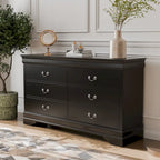 Commode traditionnelle en bois massif à 6 tiroirs