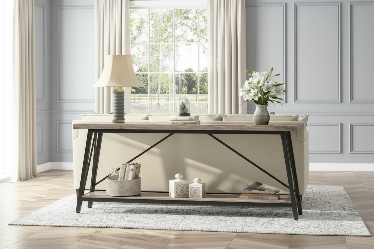 Console/Table de Canapé en Bois Extra Longue de 70,9 Pouces pour Entrée