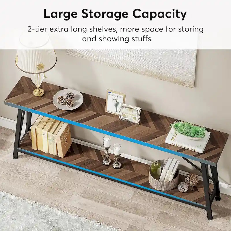 Console/Table de Canapé en Bois Extra Longue de 70,9 Pouces pour Entrée