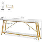 Console/Table de Canapé en Bois Extra Longue de 70,9 Pouces pour Entrée