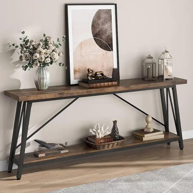 Console/Table de Canapé en Bois Extra Longue de 70,9 Pouces pour Entrée