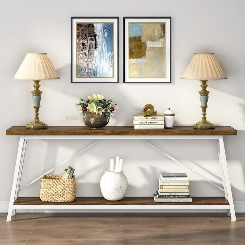 Console/Table de Canapé en Bois Extra Longue de 70,9 Pouces pour Entrée