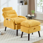 Fauteuil d'appoint avec dossier réglable et pouf de rangement