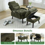 Fauteuil d'appoint avec dossier réglable et pouf de rangement