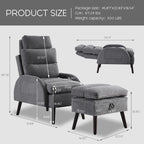 Fauteuil d'appoint avec dossier réglable et pouf de rangement