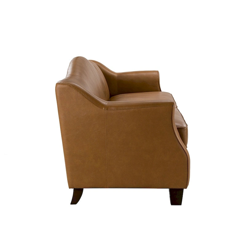 Canapé 81,5 po en cuir véritable classique avec pieds en bois massif