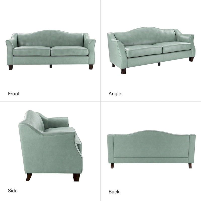 Canapé 81,5 po en cuir véritable classique avec pieds en bois massif