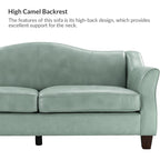 Canapé 81,5 po en cuir véritable classique avec pieds en bois massif