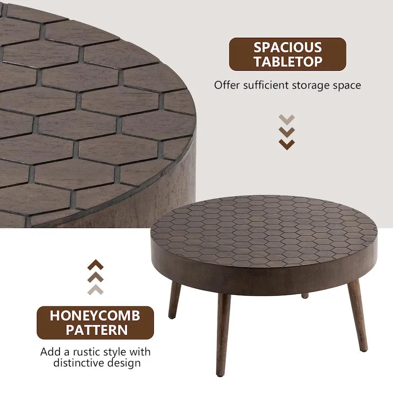 Table Basse en Bois Massif Marron Rustique COSIEST pour Salon