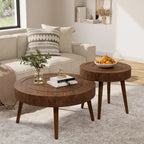 Table Basse en Bois Massif Marron Rustique COSIEST pour Salon