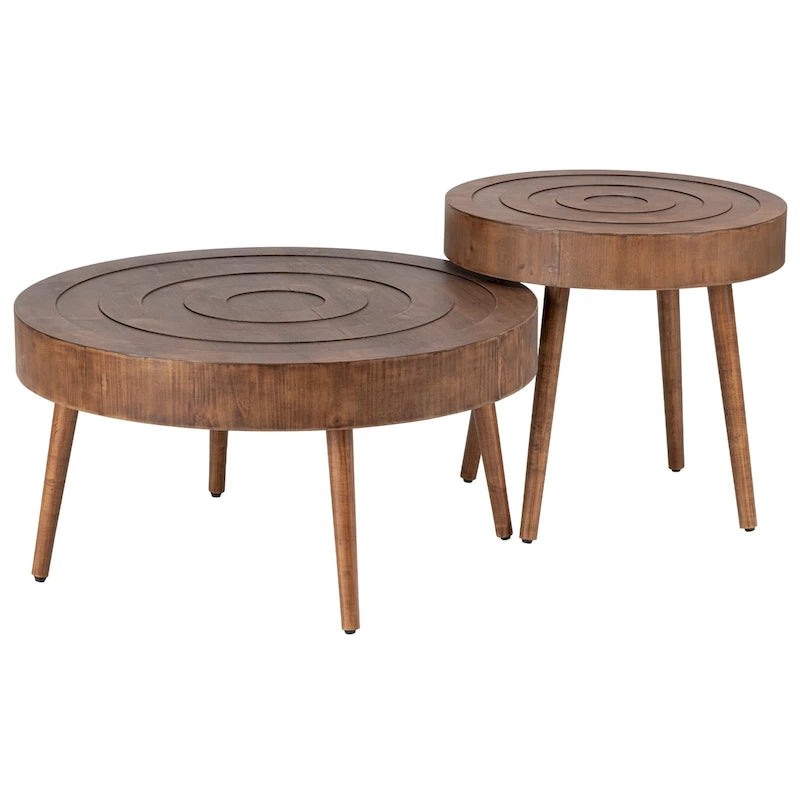 Table Basse en Bois Massif Marron Rustique COSIEST pour Salon