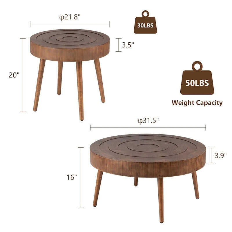 Table Basse en Bois Massif Marron Rustique COSIEST pour Salon