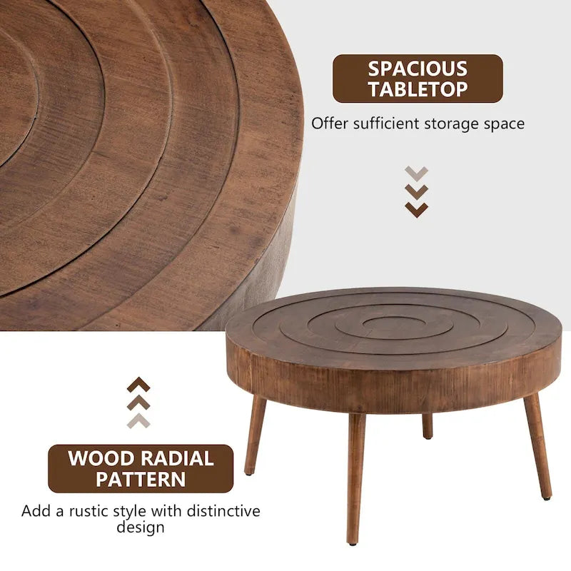 Table Basse en Bois Massif Marron Rustique COSIEST pour Salon