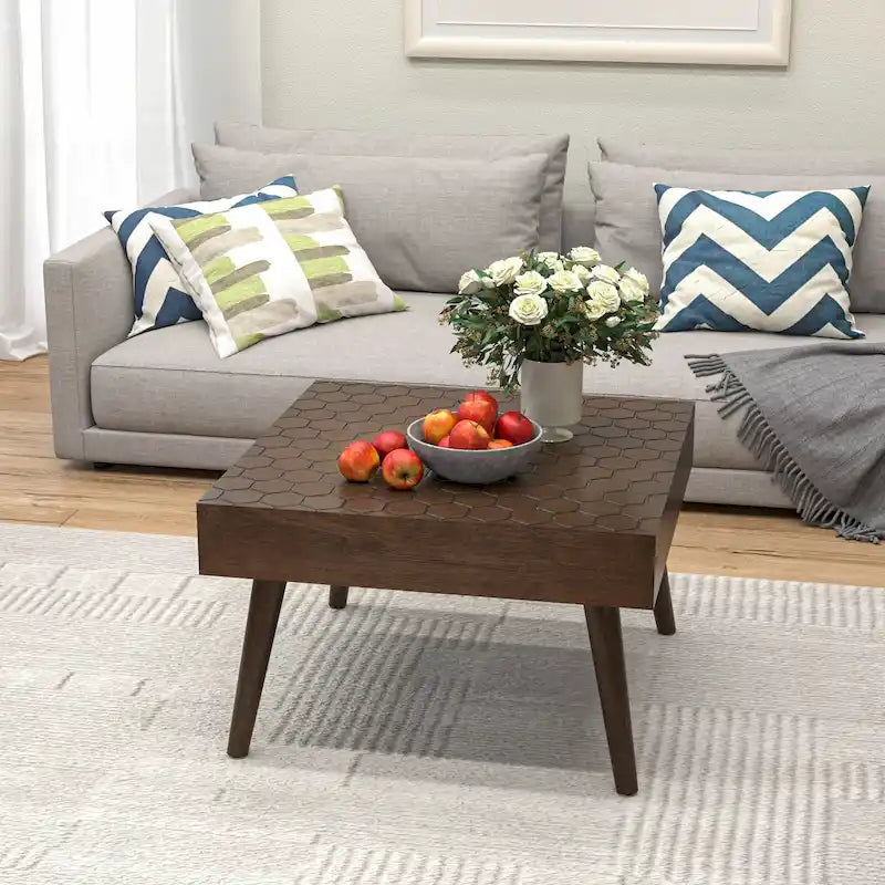 Table Basse en Bois Massif Marron Rustique COSIEST pour Salon