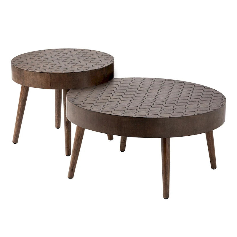 Table Basse en Bois Massif Marron Rustique COSIEST pour Salon