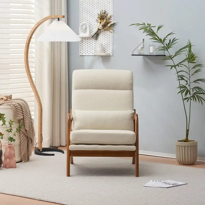 Chaise d'appoint à dossier haut en bois massif avec accoudoirs