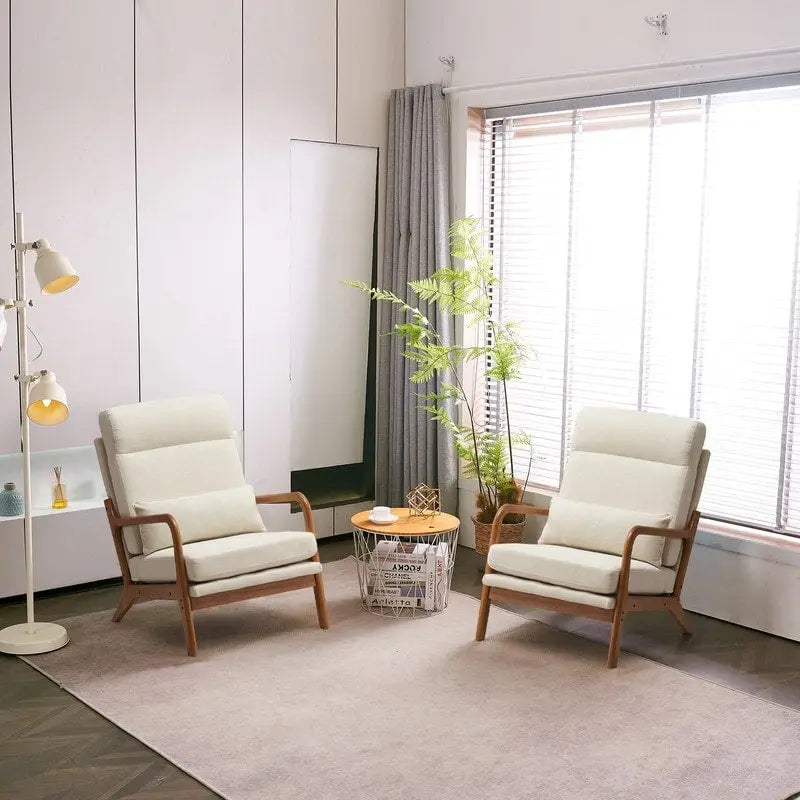 Chaise d'appoint à dossier haut en bois massif avec accoudoirs