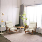 Chaise d'appoint à dossier haut en bois massif avec accoudoirs