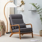 Chaise d'appoint à dossier haut en bois massif avec accoudoirs