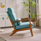 Chaise d'appoint à dossier haut en bois massif avec accoudoirs
