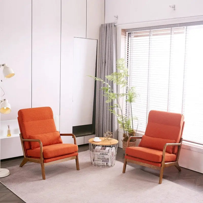 Chaise d'appoint à dossier haut en bois massif avec accoudoirs