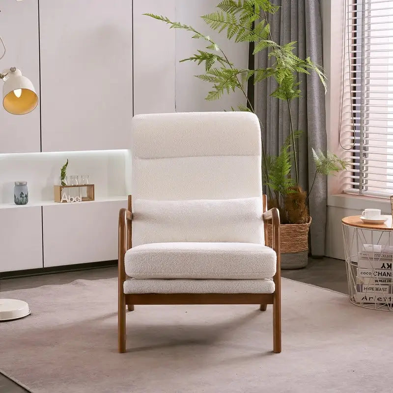 Chaise d'appoint à dossier haut en bois massif avec accoudoirs