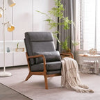 Chaise d'appoint à dossier haut en bois massif avec accoudoirs