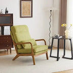 Chaise d'appoint à dossier haut en bois massif avec accoudoirs