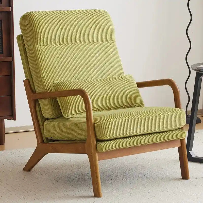 Chaise d'appoint à dossier haut en bois massif avec accoudoirs