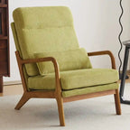 Chaise d'appoint à dossier haut en bois massif avec accoudoirs