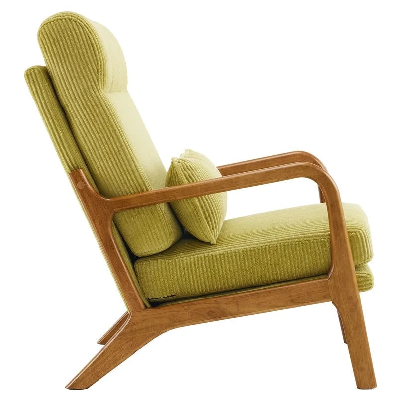 Chaise d'appoint à dossier haut en bois massif avec accoudoirs