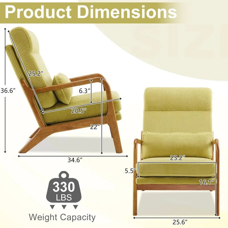 Chaise d'appoint à dossier haut en bois massif avec accoudoirs