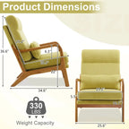 Chaise d'appoint à dossier haut en bois massif avec accoudoirs