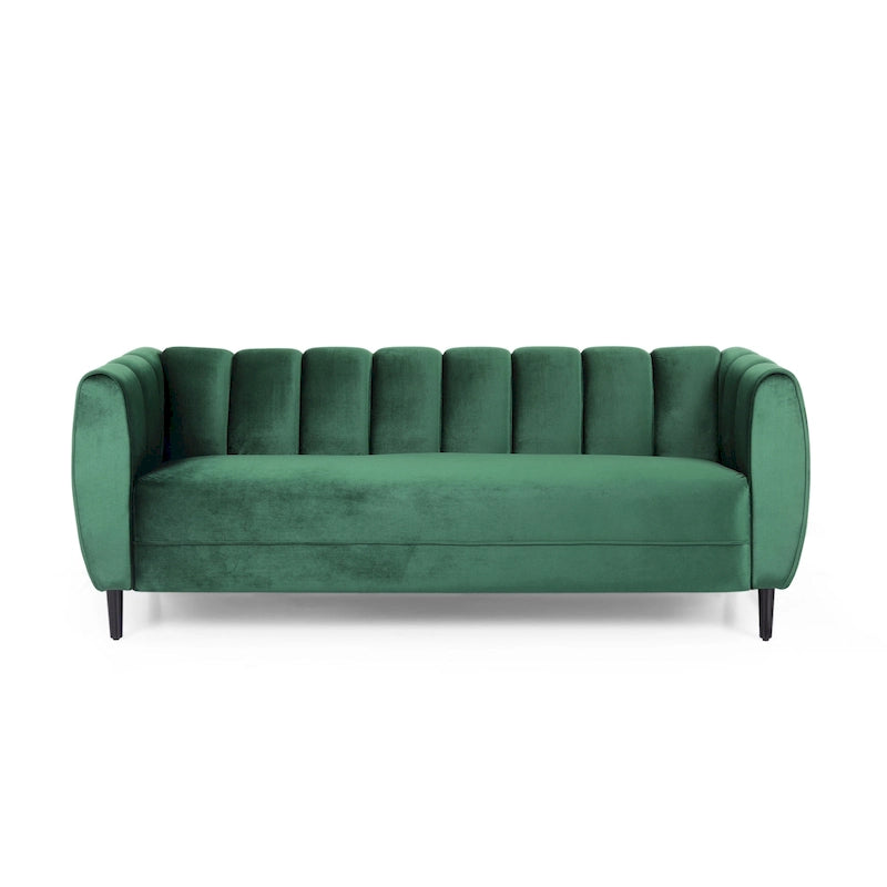 Canapé 3 places moderne en velours - 76,20 P x 211,46 L x 76,84 H