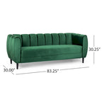 Canapé 3 places moderne en velours - 76,20 P x 211,46 L x 76,84 H