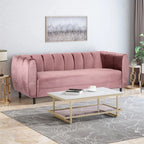 Canapé 3 places moderne en velours - 76,20 P x 211,46 L x 76,84 H