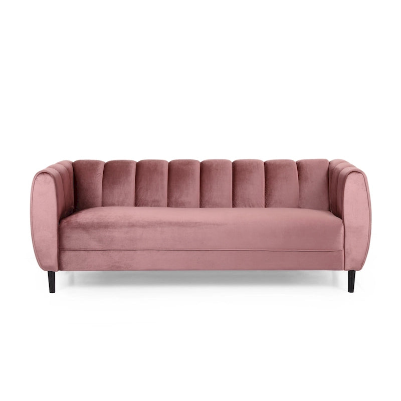 Canapé 3 places moderne en velours - 76,20 P x 211,46 L x 76,84 H