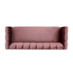 Canapé 3 places moderne en velours - 76,20 P x 211,46 L x 76,84 H