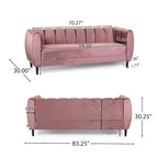 Canapé 3 places moderne en velours - 76,20 P x 211,46 L x 76,84 H