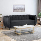 Canapé 3 places moderne en velours - 76,20 P x 211,46 L x 76,84 H