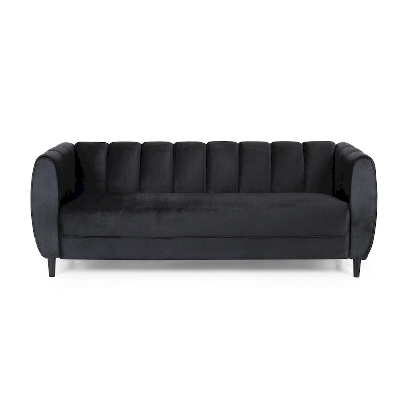 Canapé 3 places moderne en velours - 76,20 P x 211,46 L x 76,84 H