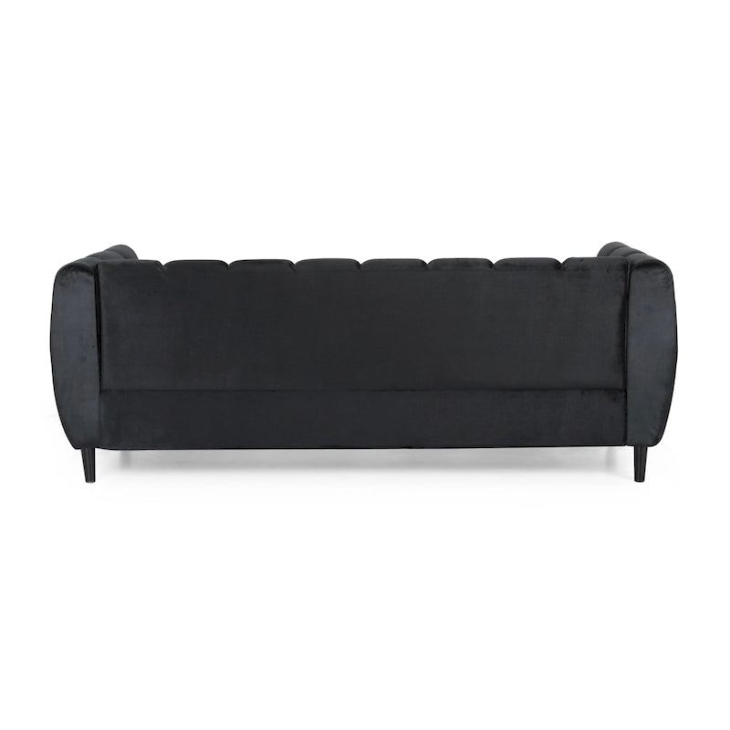 Canapé 3 places moderne en velours - 76,20 P x 211,46 L x 76,84 H
