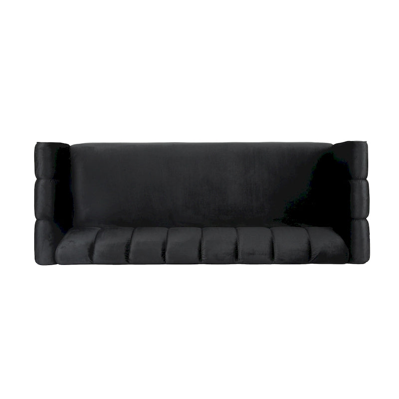 Canapé 3 places moderne en velours - 76,20 P x 211,46 L x 76,84 H