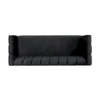 Canapé 3 places moderne en velours - 76,20 P x 211,46 L x 76,84 H