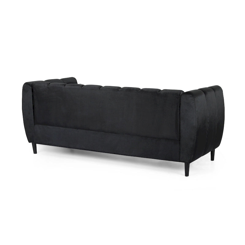 Canapé 3 places moderne en velours - 76,20 P x 211,46 L x 76,84 H
