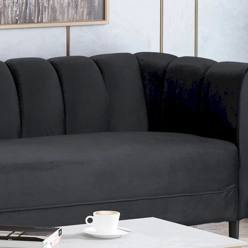 Canapé 3 places moderne en velours - 76,20 P x 211,46 L x 76,84 H