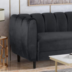 Canapé 3 places moderne en velours - 76,20 P x 211,46 L x 76,84 H