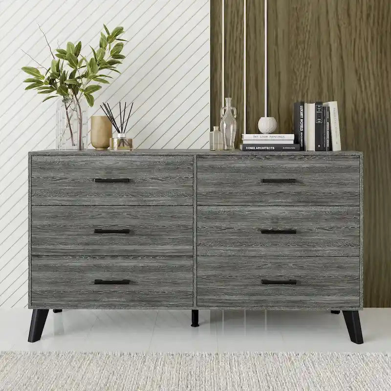 Commode Classique en Bois à 6 Tiroirs
