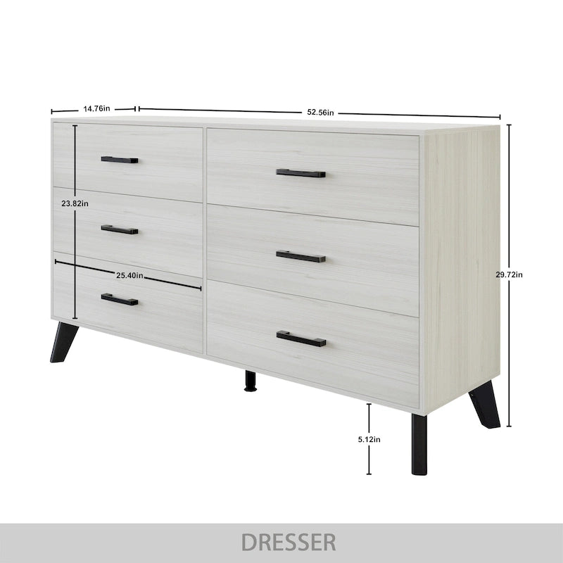 Commode Classique en Bois à 6 Tiroirs